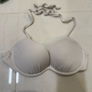 H&M Ribbed White Halter Bikini Top